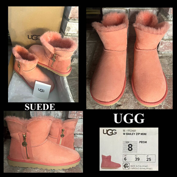 Ugg Women Bailey Hardware Zip Suede Mini Boots Size: 8 New in box - Picture 1 of 7
